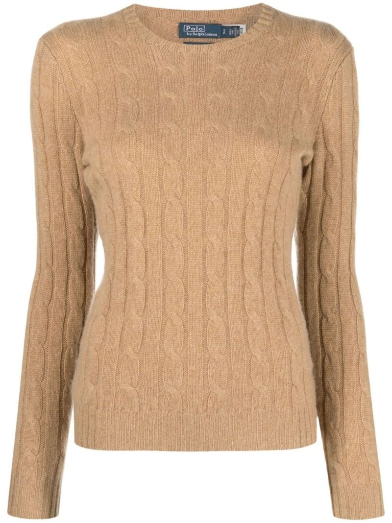Brown Cable-knit Cashmere Sweater