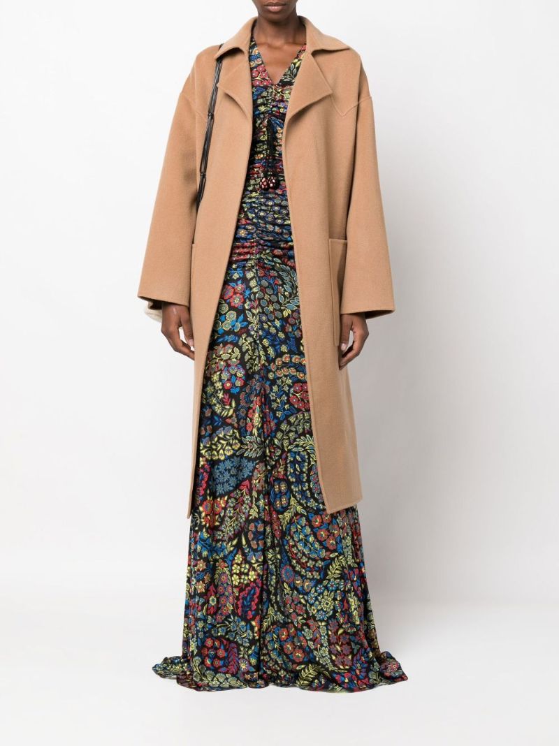 Black Ruched Floral Print Maxi Dress