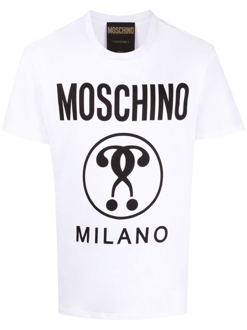 White Logo Print Cotton T-shirt