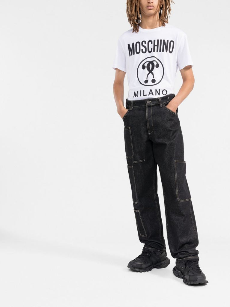 White Logo Print Cotton T-shirt
