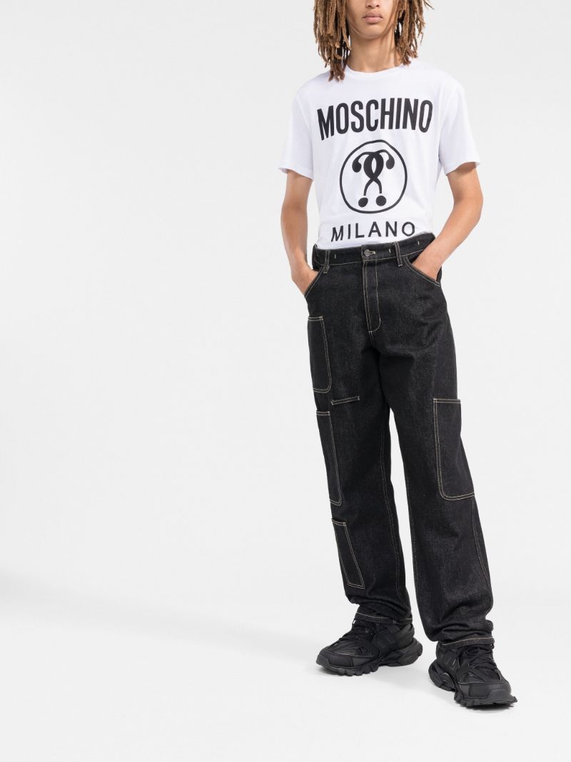 White Logo Print Cotton T-shirt