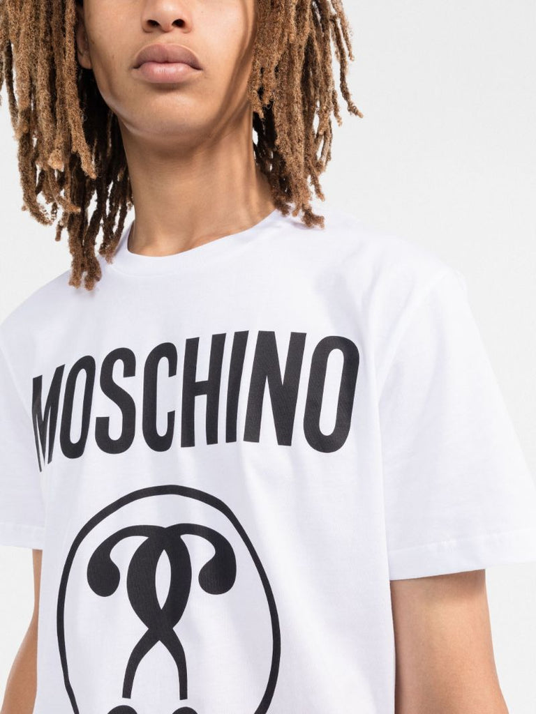 White Logo Print Cotton T-shirt