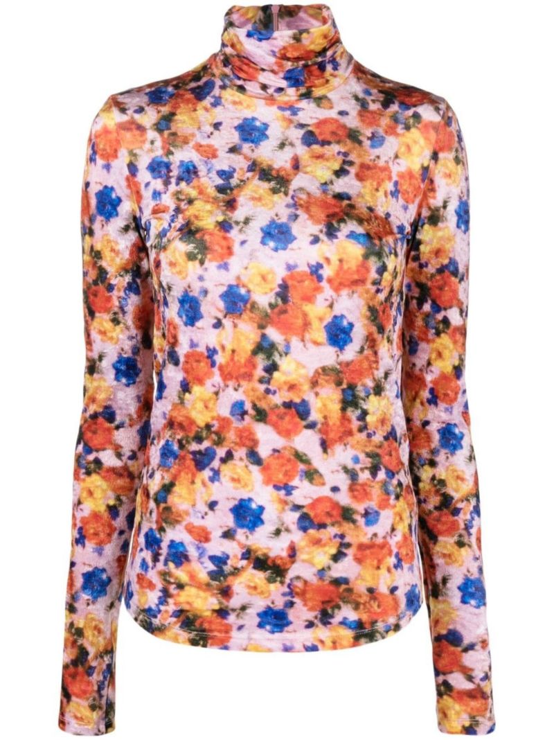 Orange Giloyela Floral Turtleneck Top