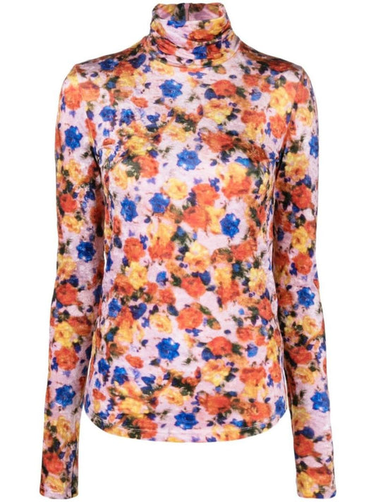 Orange Giloyela Floral Turtleneck Top