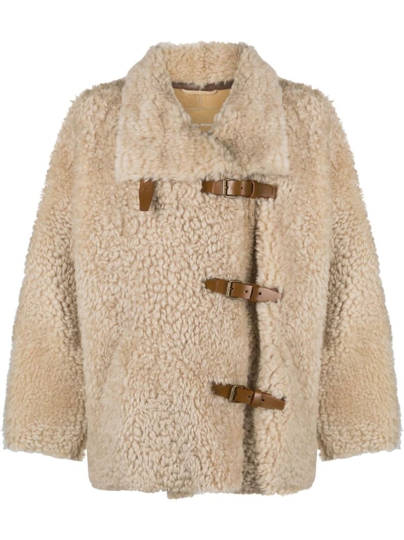 Neutral Buckle Shearling Jacket