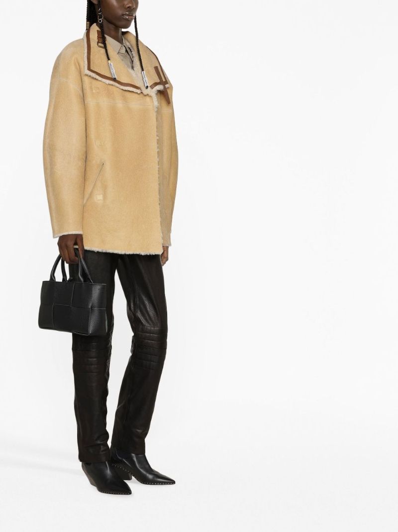 Neutral Buckle Shearling Jacket