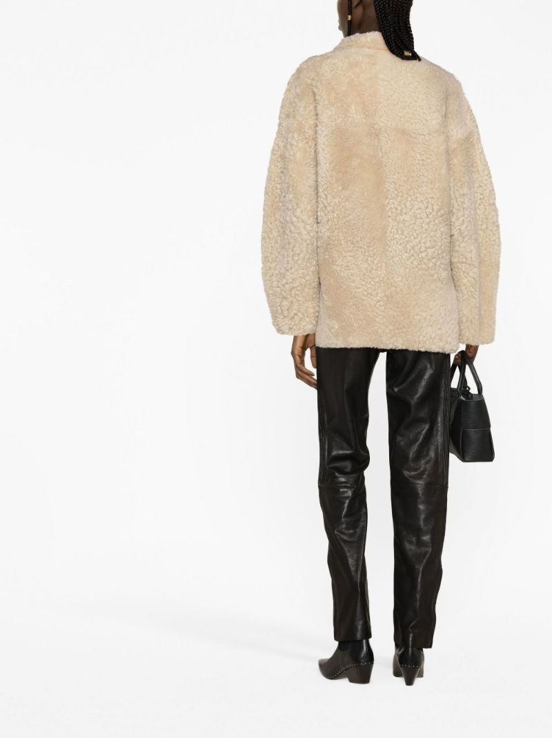 Neutral Buckle Shearling Jacket