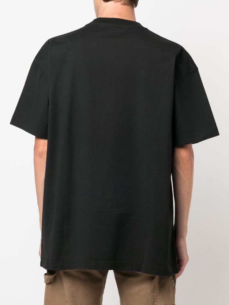 Black Garment-dyed Burning Logo Cotton T-shirt