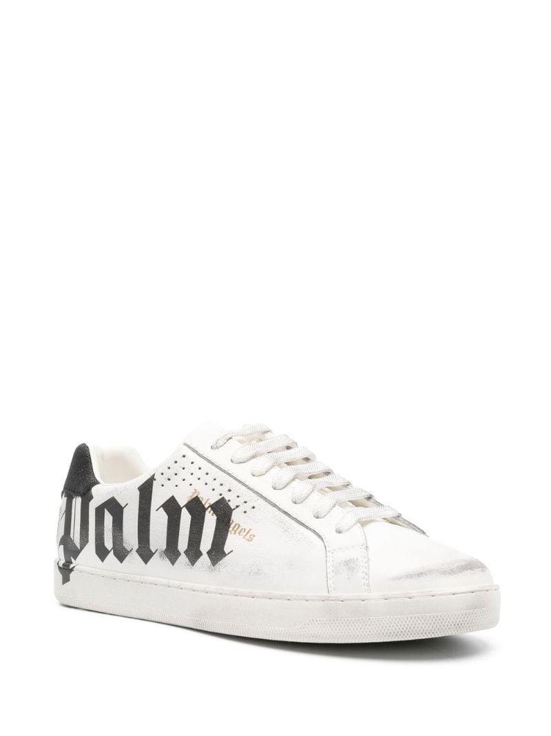 White Palm One Spray Print Leather Sneakers