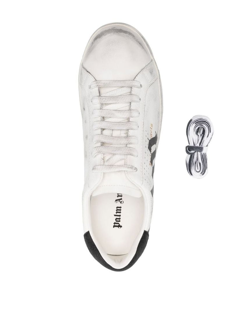 White Palm One Spray Print Leather Sneakers