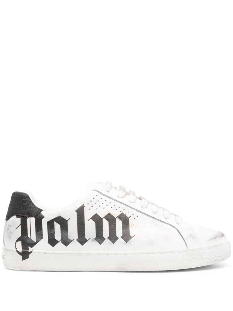 White Palm One Spray Print Leather Sneakers