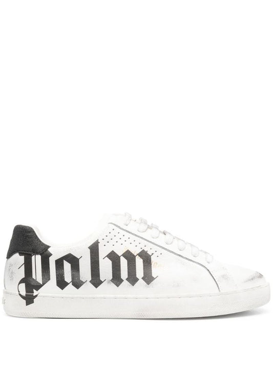 White Palm One Spray Print Leather Sneakers