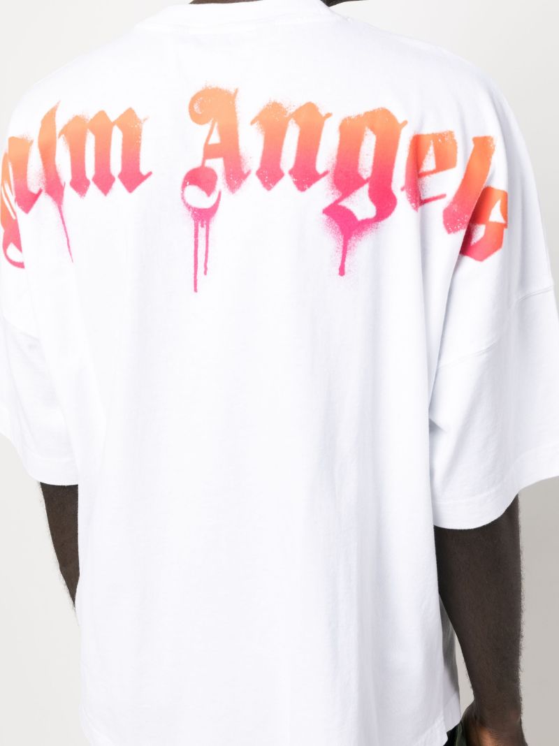 White Spray Paint Effect Logo Cotton T-shirt