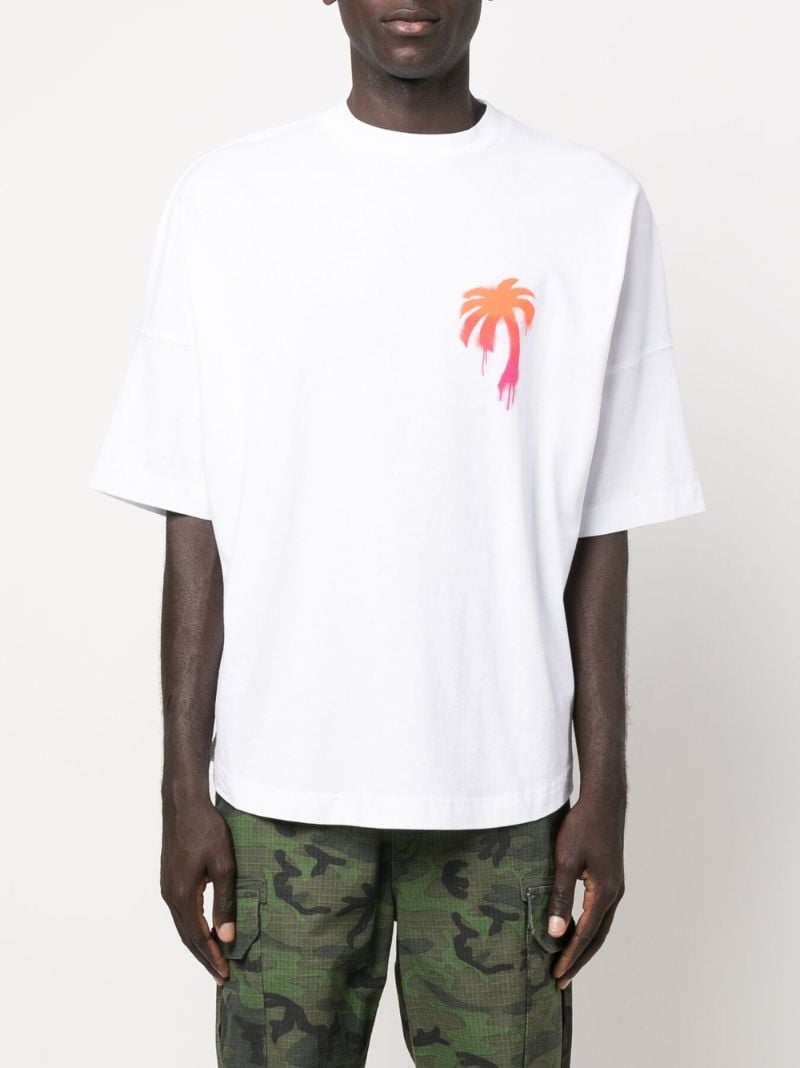 White Spray Paint Effect Logo Cotton T-shirt
