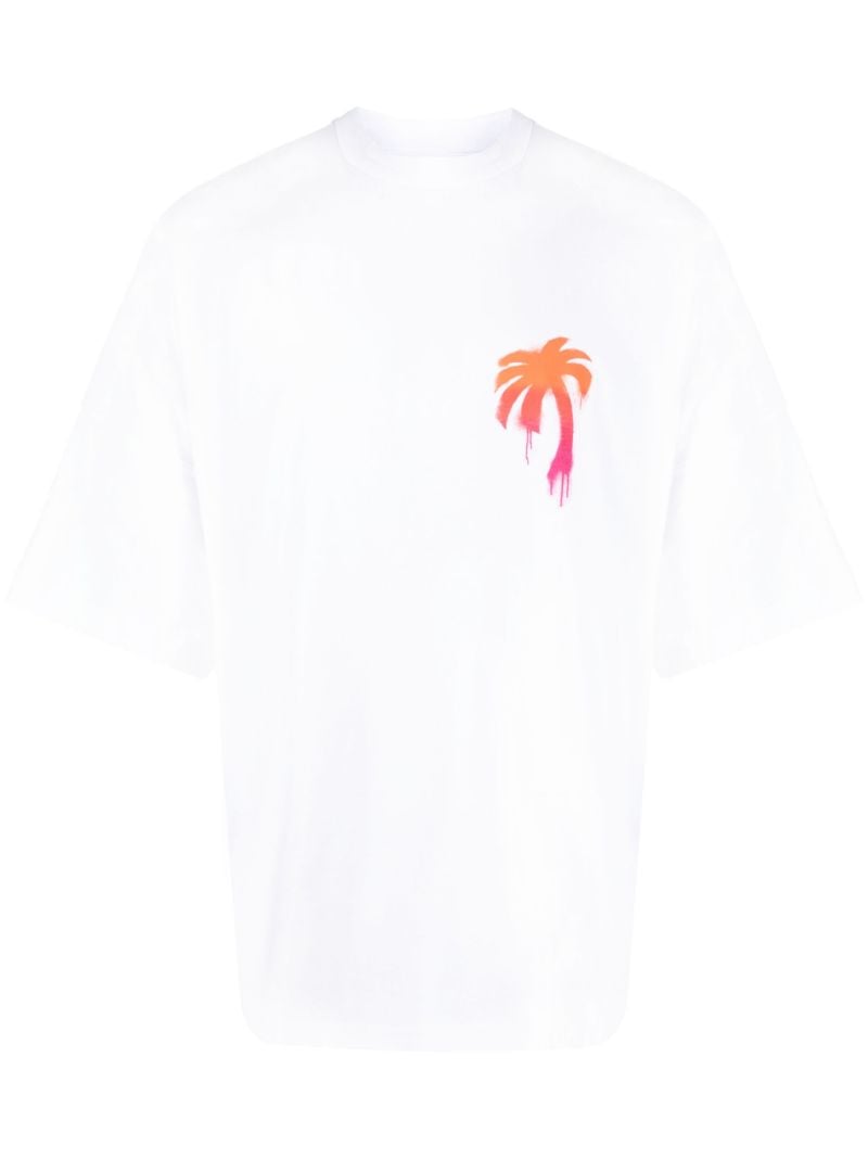 White Spray Paint Effect Logo Cotton T-shirt