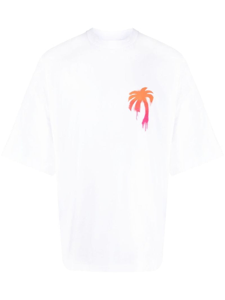 White Spray Paint Effect Logo Cotton T-shirt
