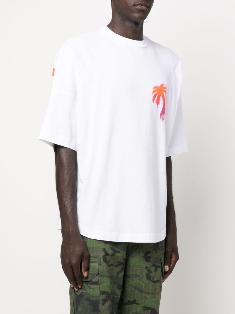 White Spray Paint Effect Logo Cotton T-shirt