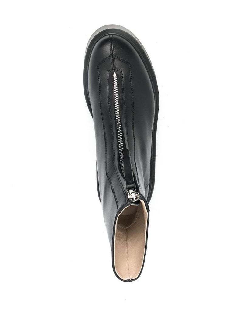 Black Zipped I Leather Ankle Boots