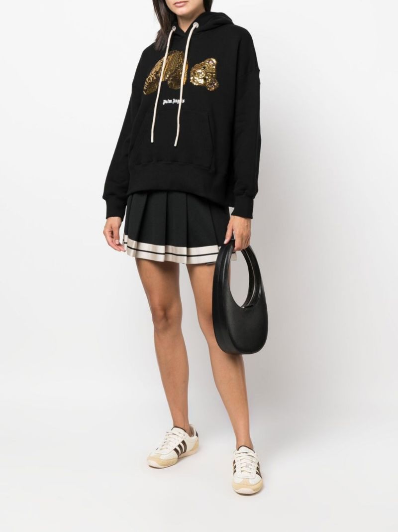 Black Track Pleated Mini Skirt