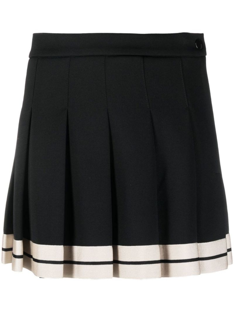 Black Track Pleated Mini Skirt