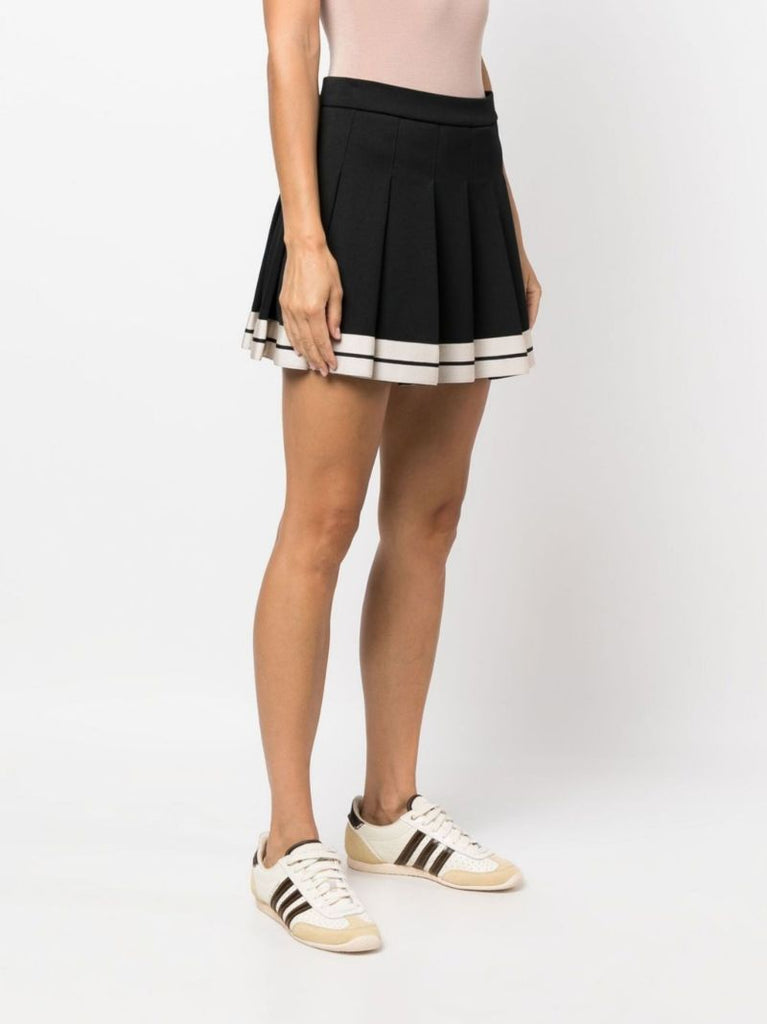 Black Track Pleated Mini Skirt