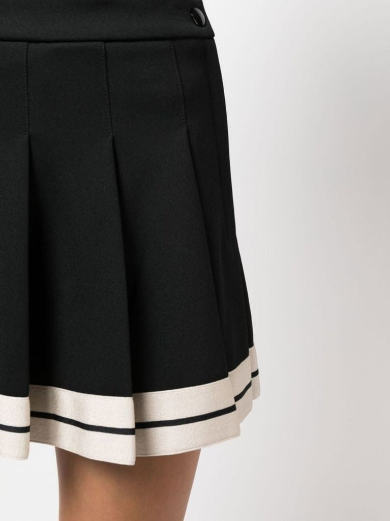 Black Track Pleated Mini Skirt