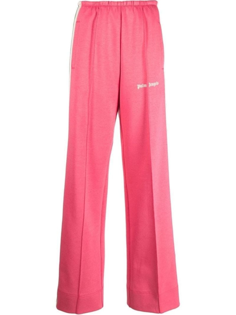Pink Wide Leg Cotton Track Pants