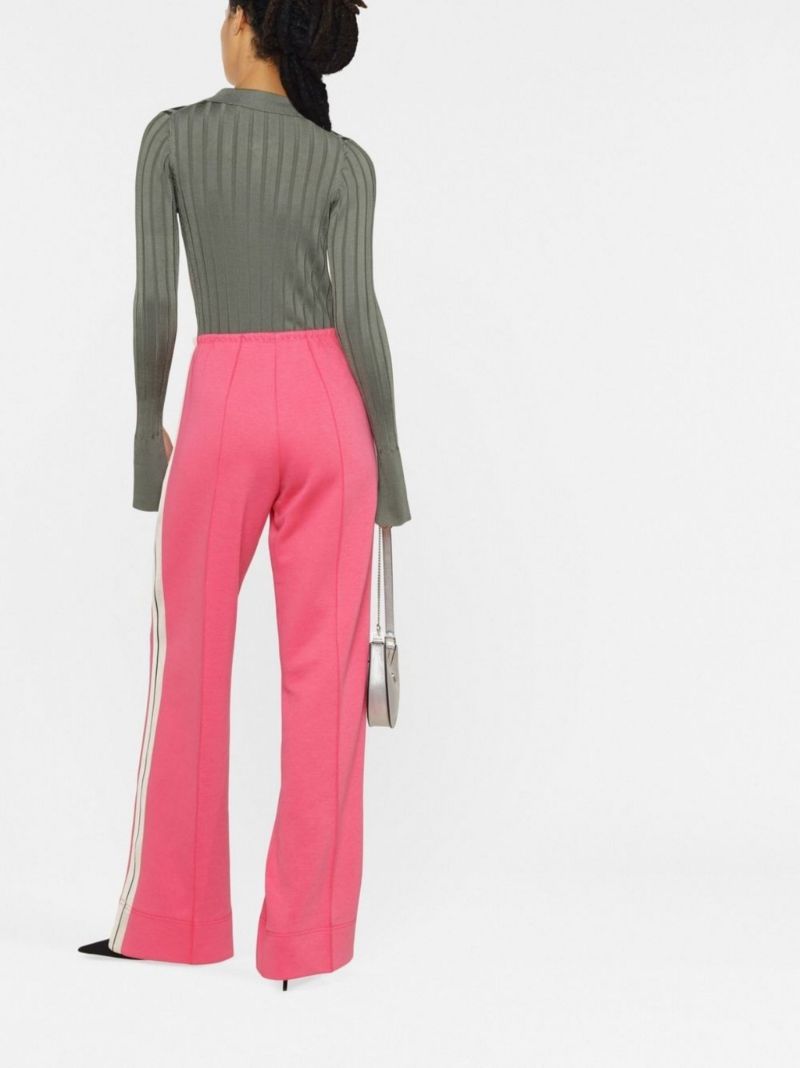 Pink Wide Leg Cotton Track Pants