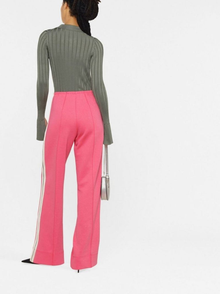 Pink Wide Leg Cotton Track Pants