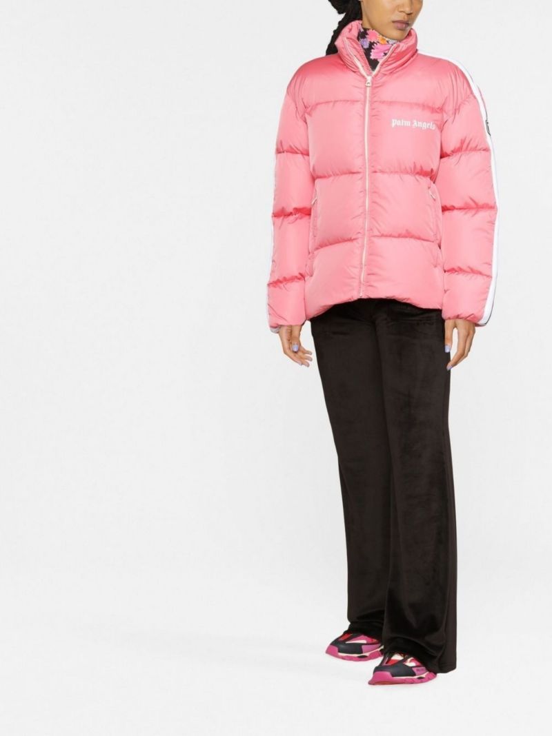 Pink Side Stripe Puffer Jacket