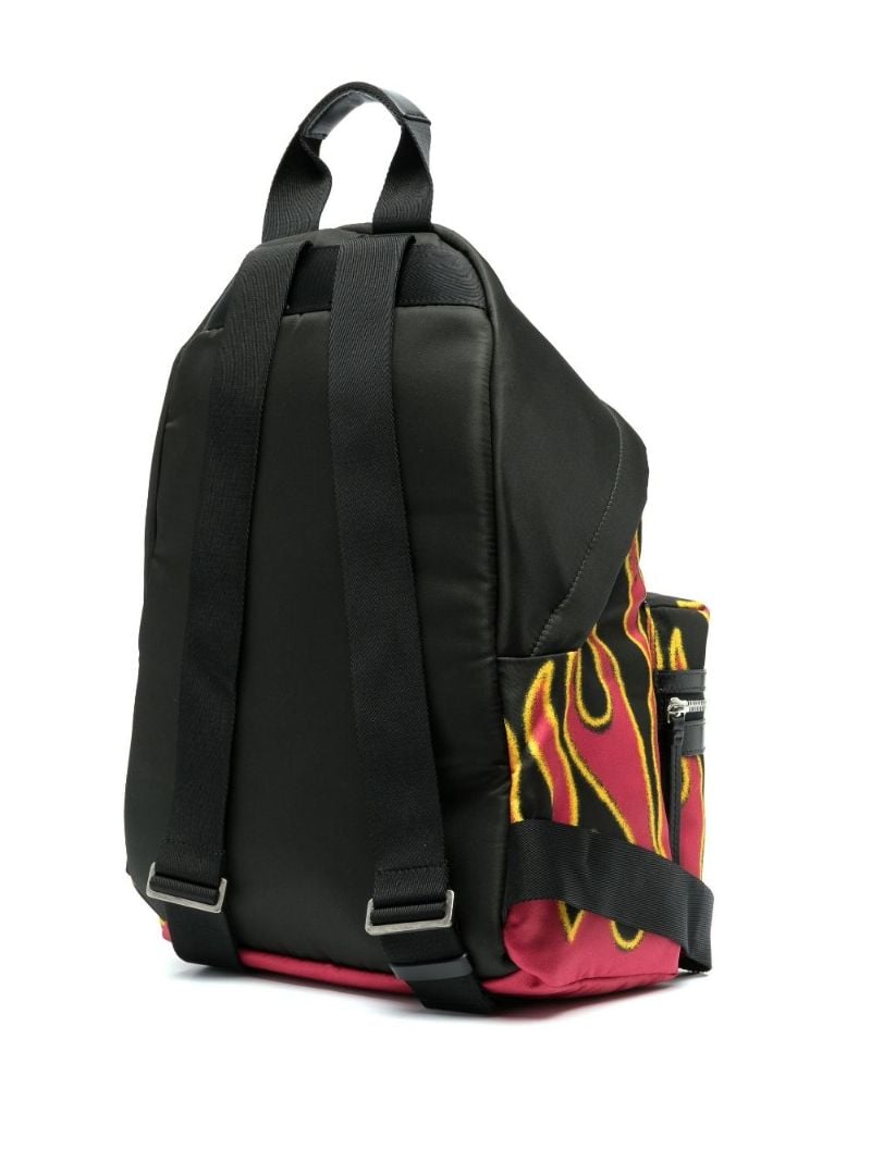 Black Flames Print Backpack