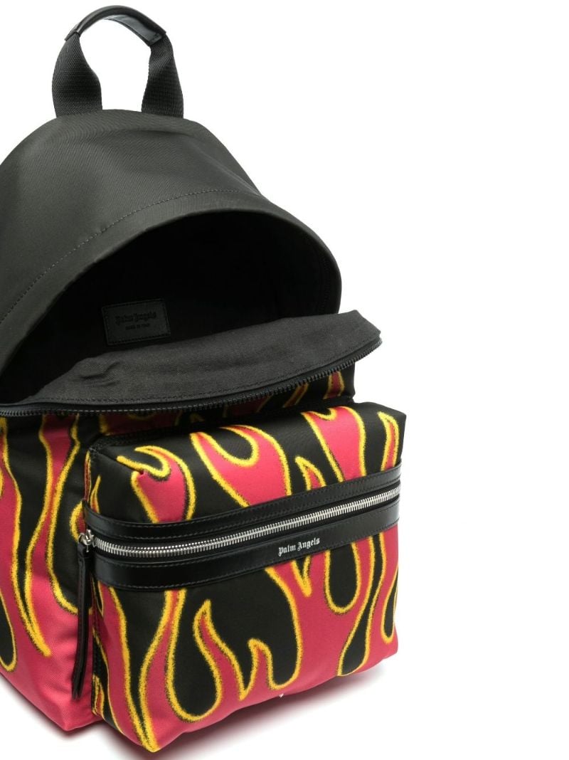 Black Flames Print Backpack