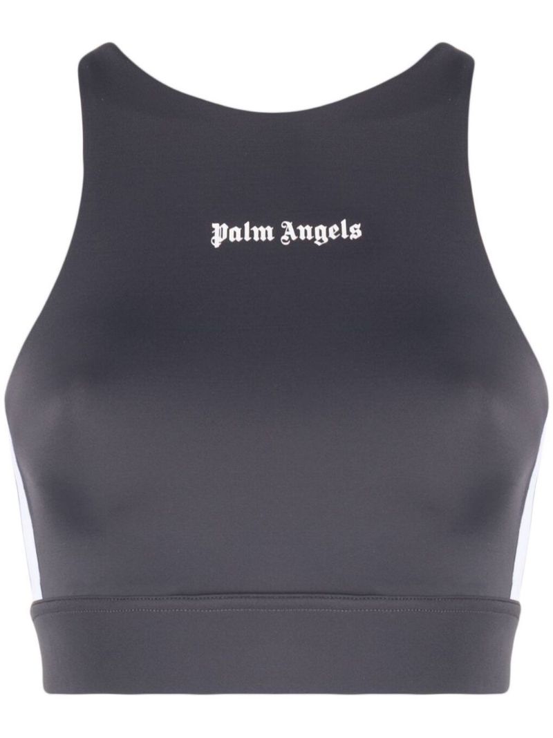 Grey Logo Print Sports Bra