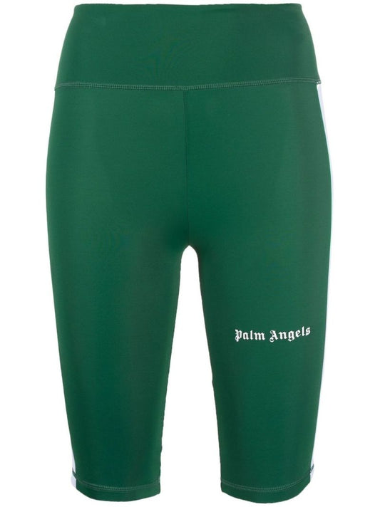 Green Logo Print Cycling Shorts