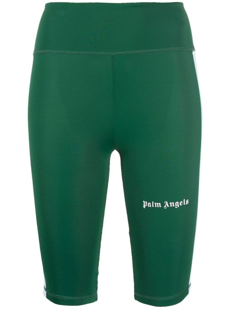 Green Logo Print Cycling Shorts