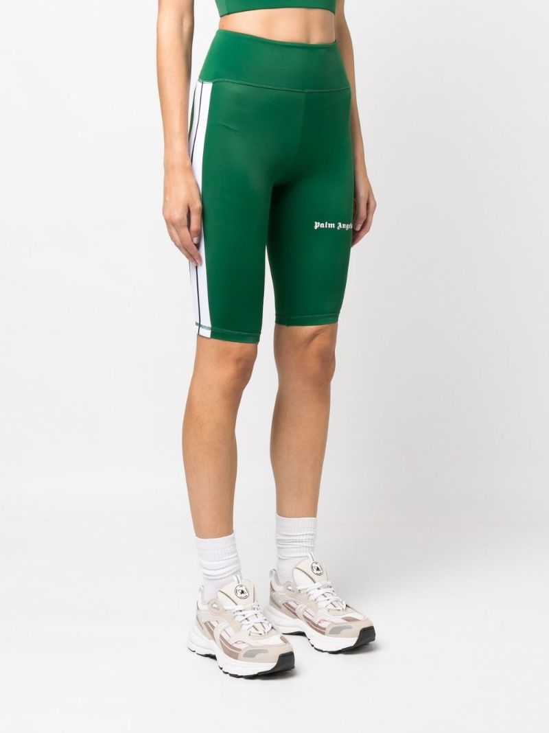 Green Logo Print Cycling Shorts