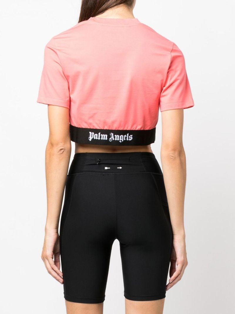 Orange Logo Tape Cropped T-shirt