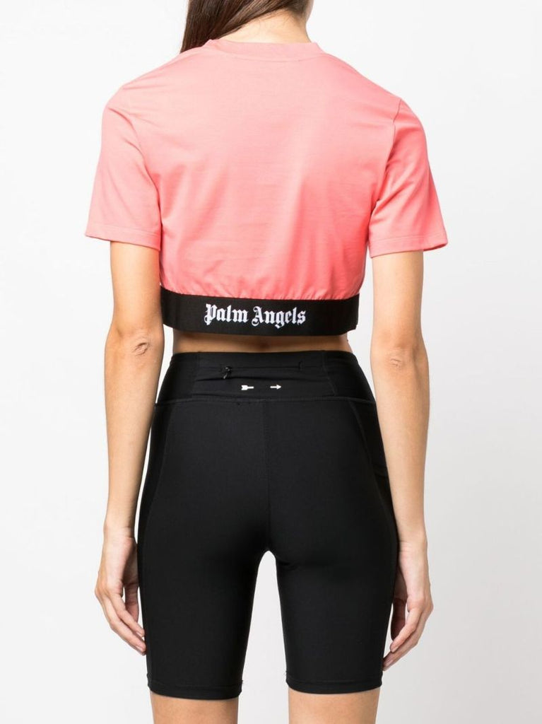 Orange Logo Tape Cropped T-shirt