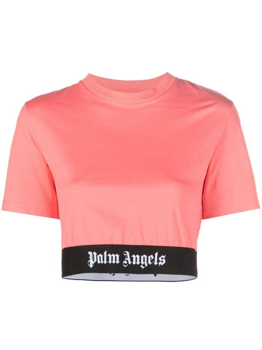 Orange Logo Tape Cropped T-shirt