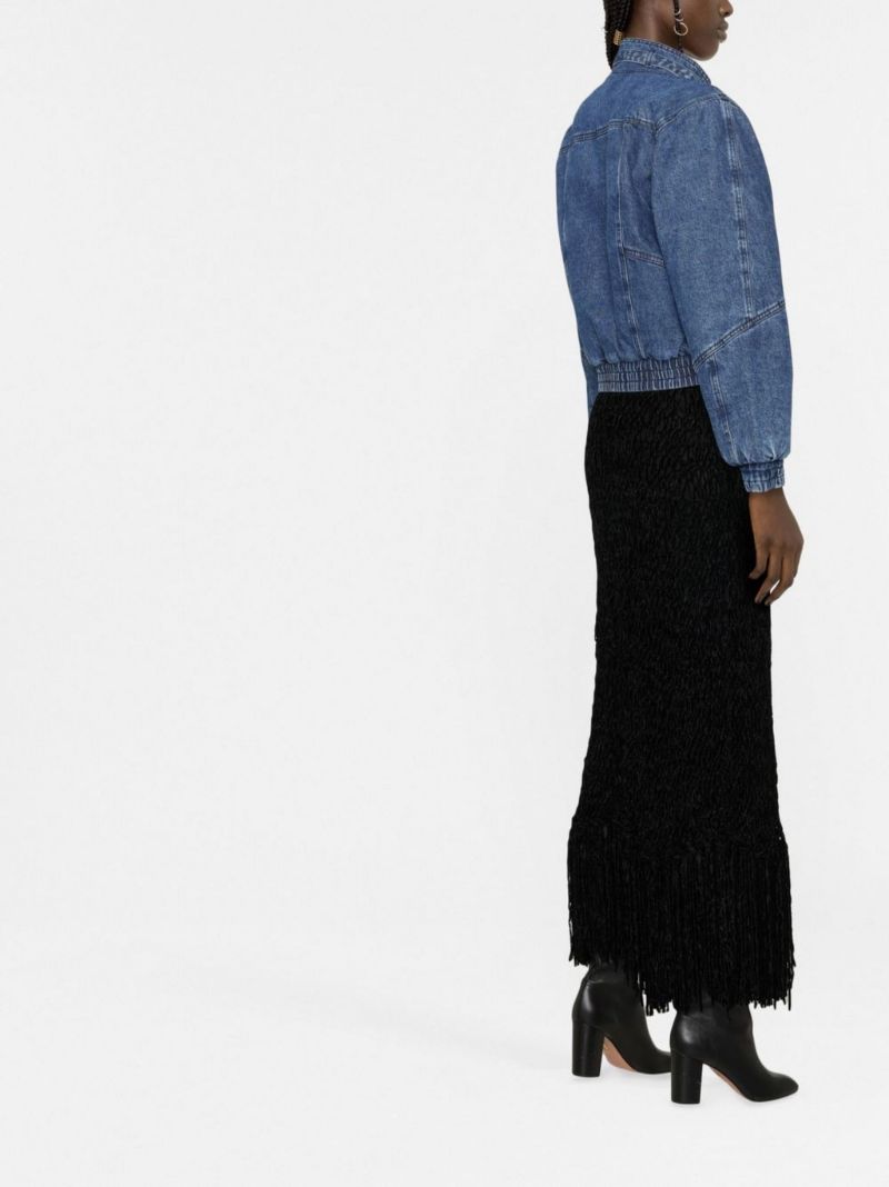 Blue High Neck Denim Jacket
