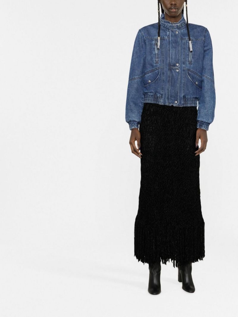 Blue High Neck Denim Jacket