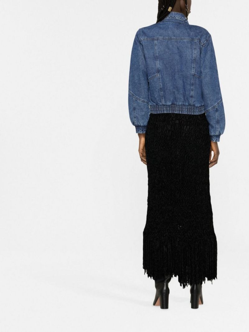 Blue High Neck Denim Jacket