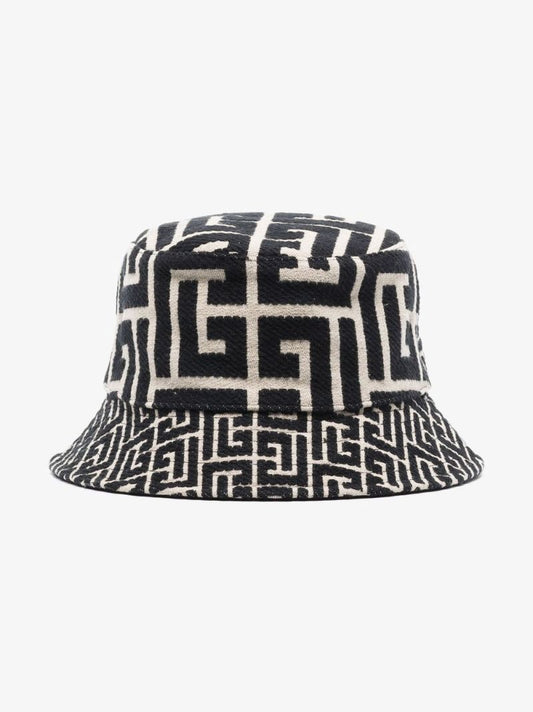 Black and Neutral Reversible Monogram Jacquard Bucket Hat