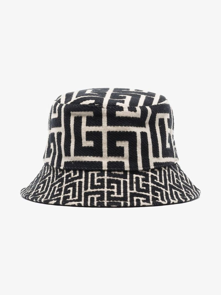 Black and Neutral Reversible Monogram Jacquard Bucket Hat