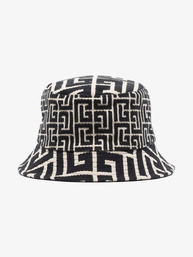 Black and Neutral Reversible Monogram Jacquard Bucket Hat
