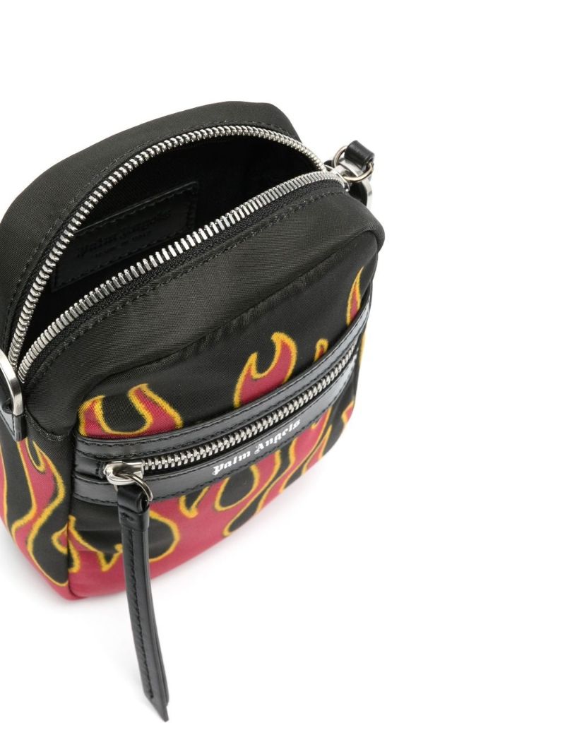 Black Flames Print Cross Body Bag
