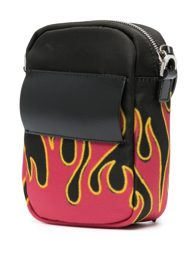 Black Flames Print Cross Body Bag