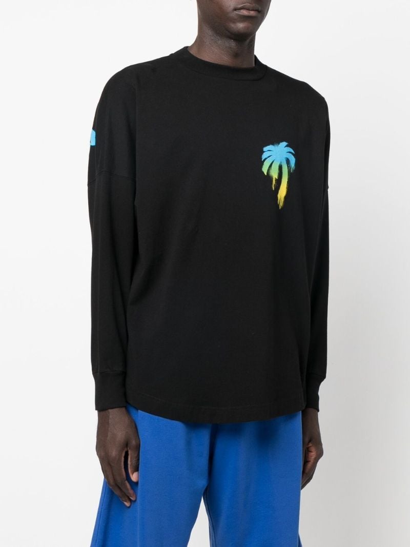 Black Sprayed Palm Logo Cotton Sweatshirt