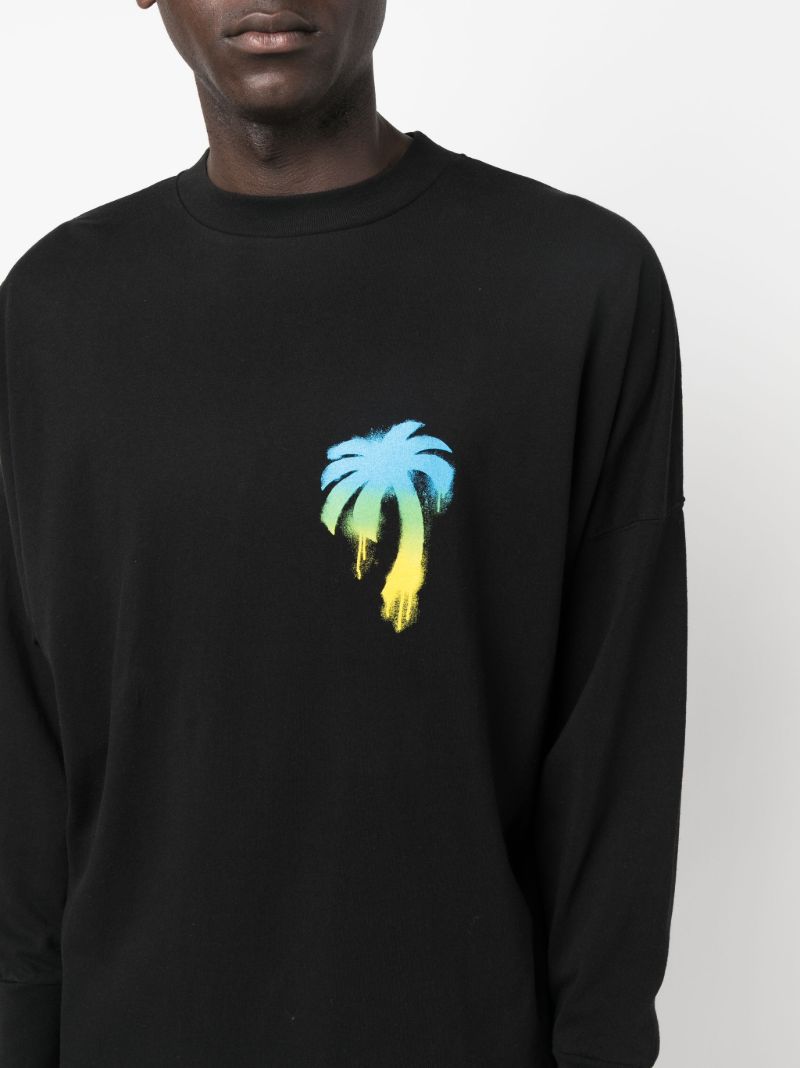 Black Sprayed Palm Logo Cotton Sweatshirt