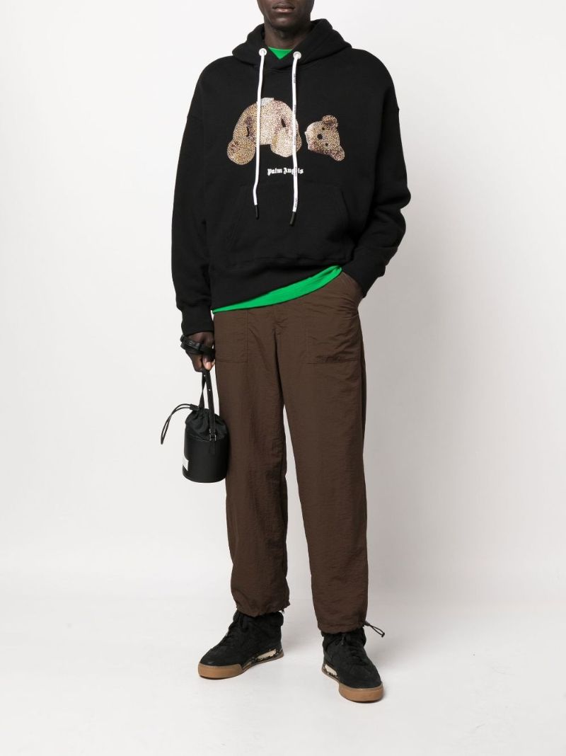 Black Teddy Bear Crystal Embellished Hoodie
